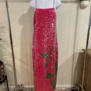 FARM Rio Vibrant Pink Sequin Maxi Dress